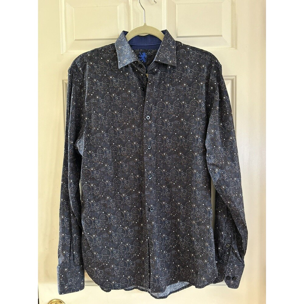 Patrick James Button Down Shirt Mens Size Medium Black Paisley